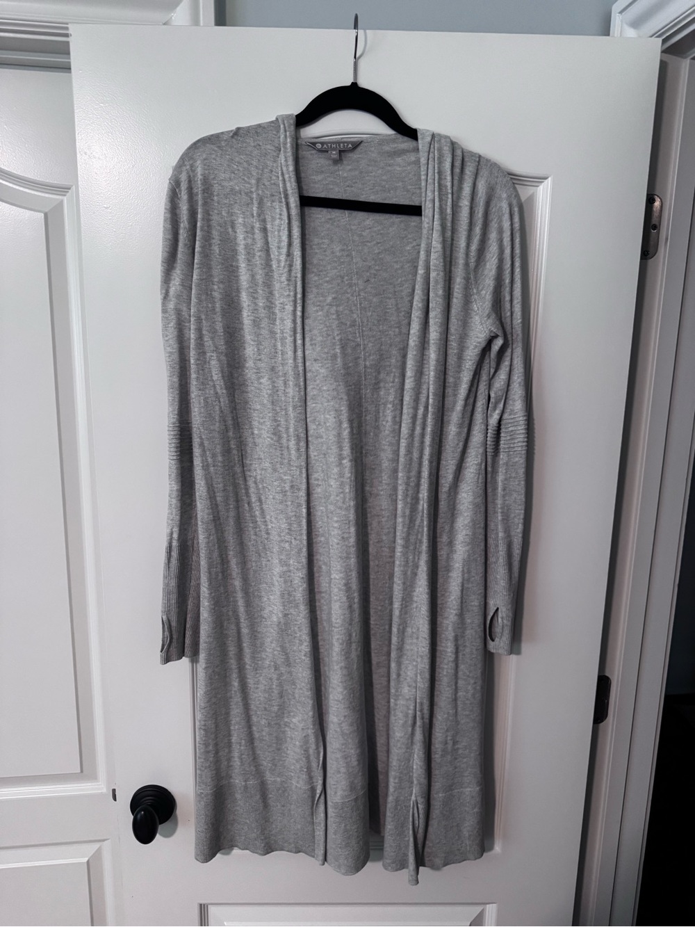 Athleta Light Gray Open-Front Long Cardigan